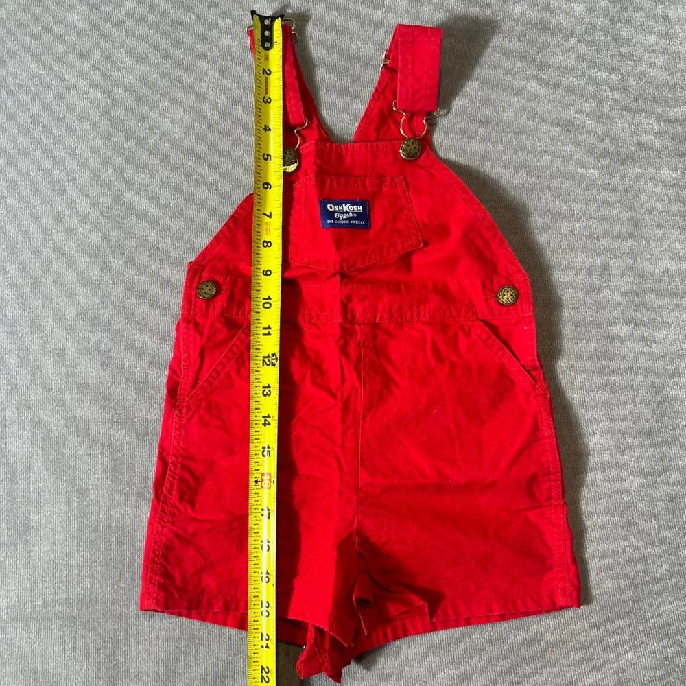 OshKosh Bgosh Kids Red Vestbak Cotton Shortalls Overalls Size 4T 744-9535